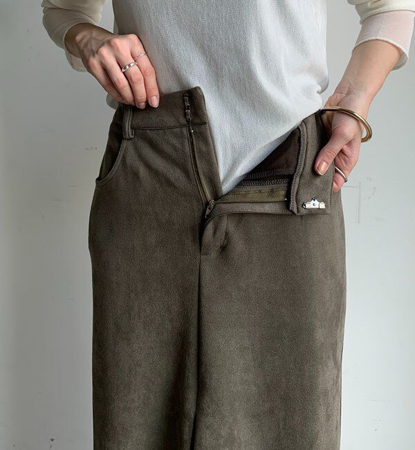  「フェイクスエードフロントスリットタイトスカート」|スカート|