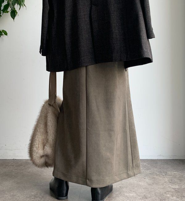  「フェイクスエードフロントスリットタイトスカート」|スカート|