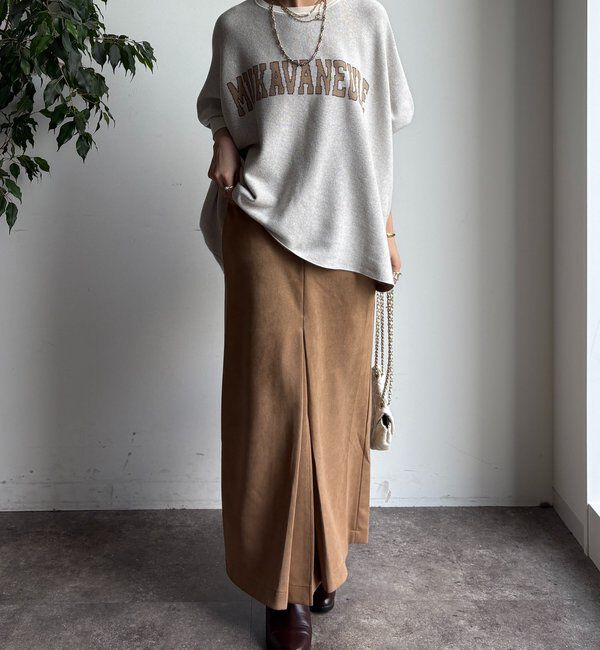  「フェイクスエードフロントスリットタイトスカート」|スカート|