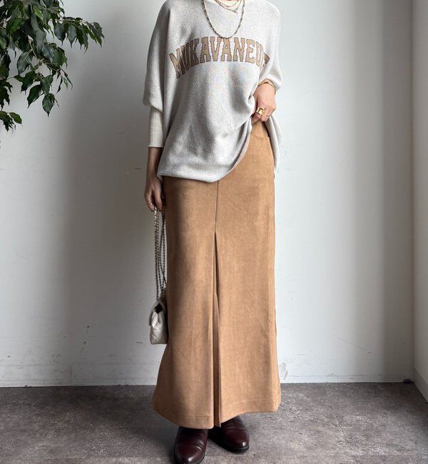  「フェイクスエードフロントスリットタイトスカート」|スカート|