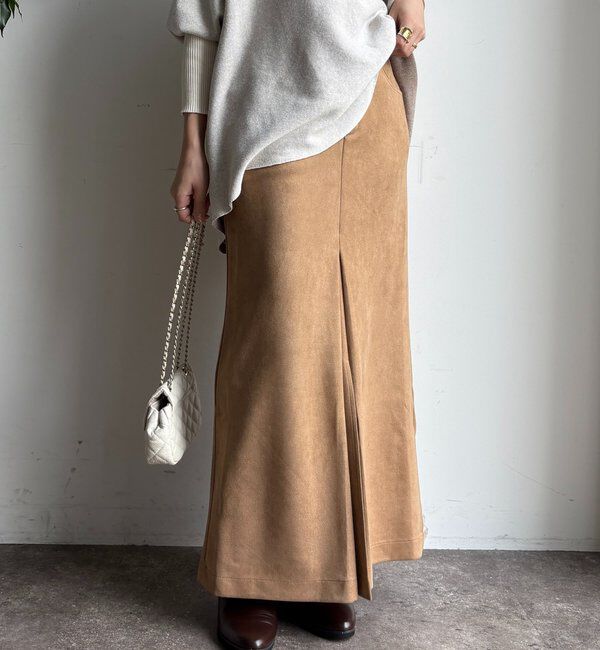  「フェイクスエードフロントスリットタイトスカート」|スカート|