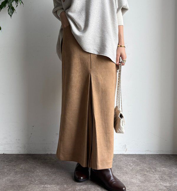  「フェイクスエードフロントスリットタイトスカート」|スカート|