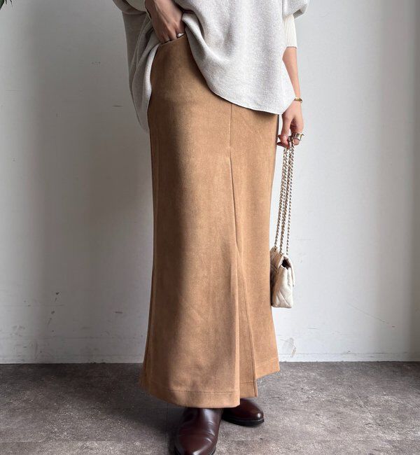  「フェイクスエードフロントスリットタイトスカート」|スカート|
