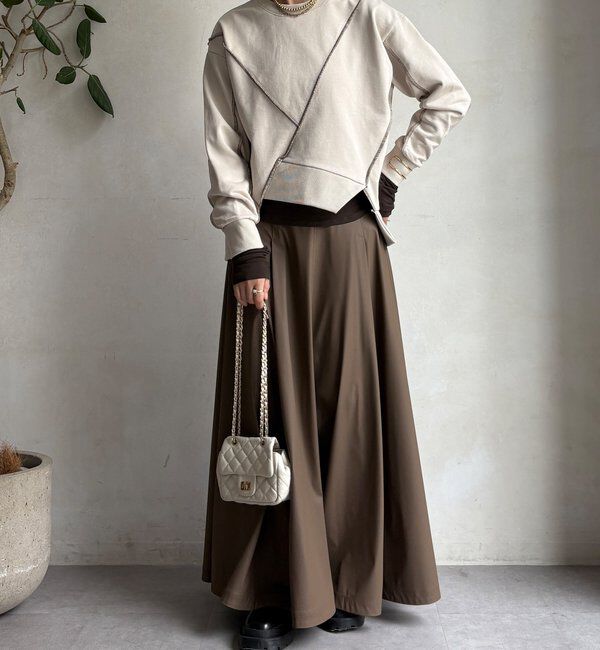  「【WEB限定】裏毛配色ステッチ切替トップス」|Tシャツ・カットソー|