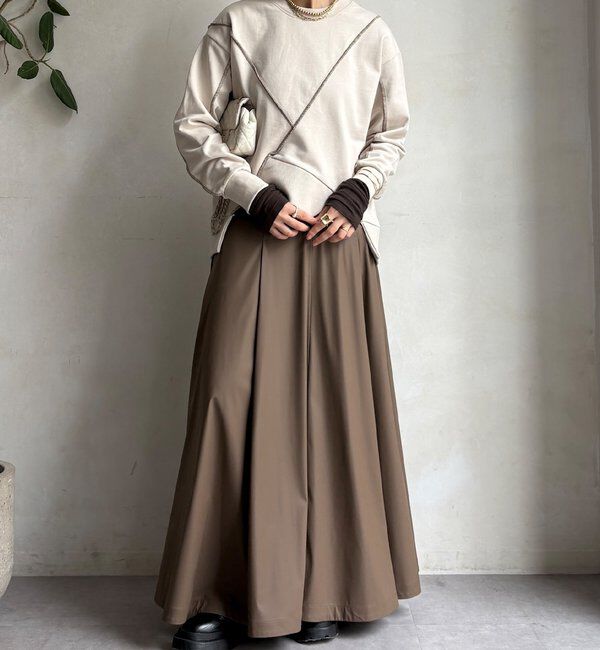  「【WEB限定】裏毛配色ステッチ切替トップス」|Tシャツ・カットソー|