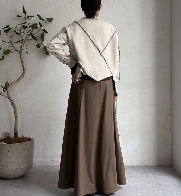  「【WEB限定】裏毛配色ステッチ切替トップス」|Tシャツ・カットソー|