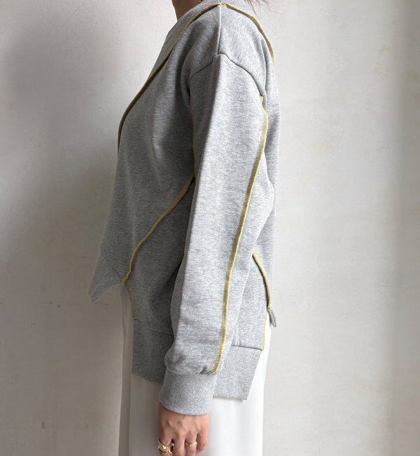  「【WEB限定】裏毛配色ステッチ切替トップス」|Tシャツ・カットソー|