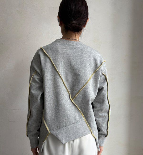  「【WEB限定】裏毛配色ステッチ切替トップス」|Tシャツ・カットソー|