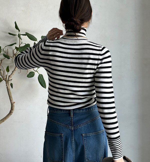  「【WEB限定】ボーダータートルプルオーバー」|ニット・セーター|