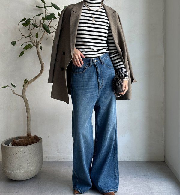  「【WEB限定】ボーダータートルプルオーバー」|ニット・セーター|