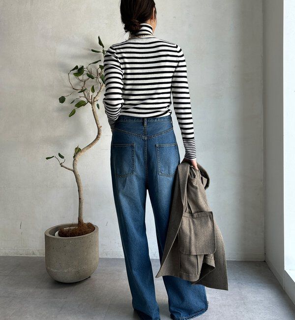  「【WEB限定】ボーダータートルプルオーバー」|ニット・セーター|