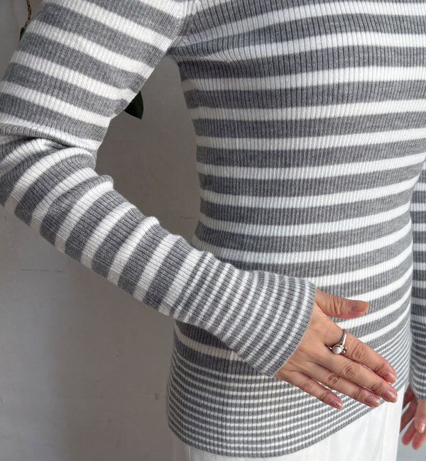  「【WEB限定】ボーダータートルプルオーバー」|ニット・セーター|