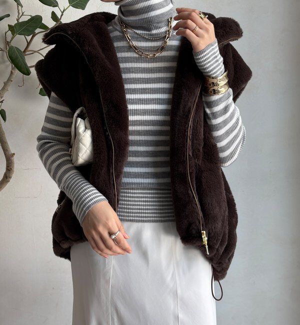  「【WEB限定】ボーダータートルプルオーバー」|ニット・セーター|