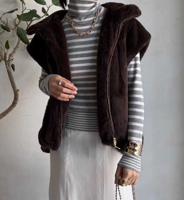  「【WEB限定】ボーダータートルプルオーバー」|ニット・セーター|