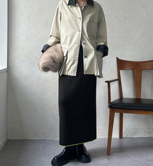  「【WEB限定】カラーヘムリブニットタイトスカート」|スカート|