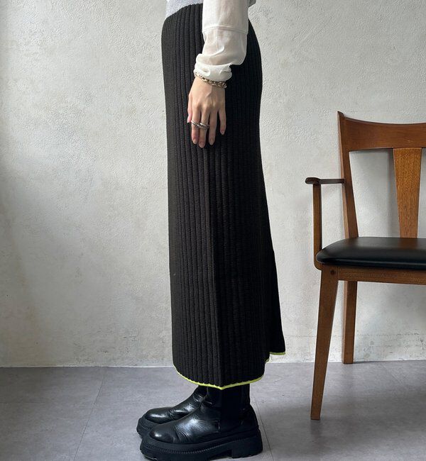  「【WEB限定】カラーヘムリブニットタイトスカート」|スカート|
