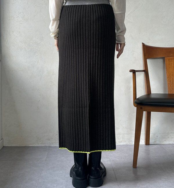  「【WEB限定】カラーヘムリブニットタイトスカート」|スカート|