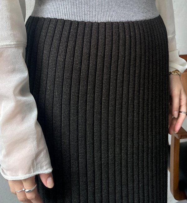  「【WEB限定】カラーヘムリブニットタイトスカート」|スカート|