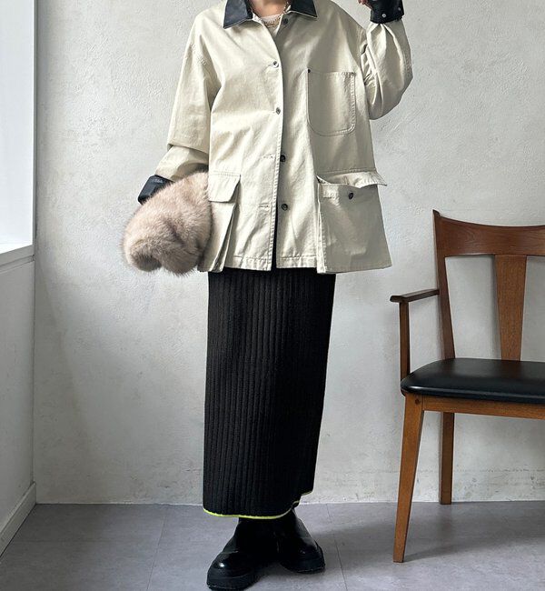  「【WEB限定】カラーヘムリブニットタイトスカート」|スカート|