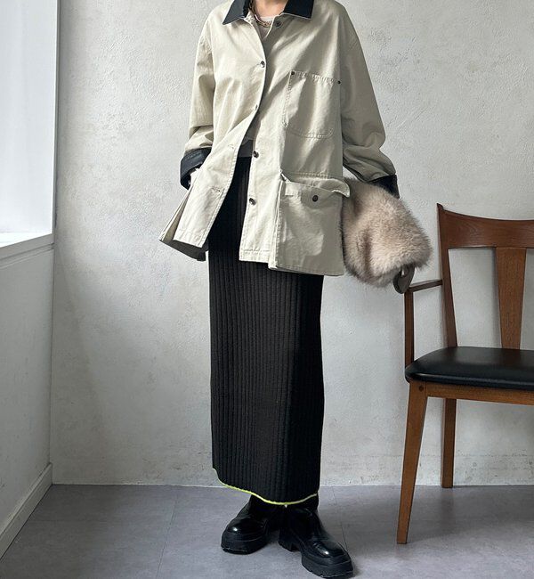  「【WEB限定】カラーヘムリブニットタイトスカート」|スカート|