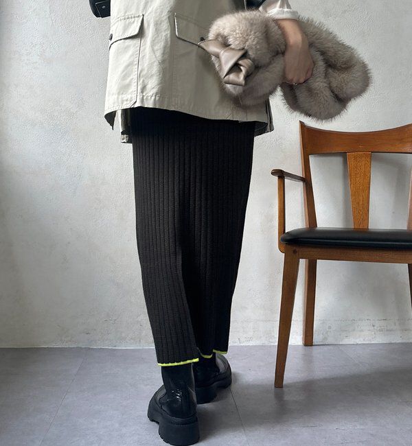  「【WEB限定】カラーヘムリブニットタイトスカート」|スカート|