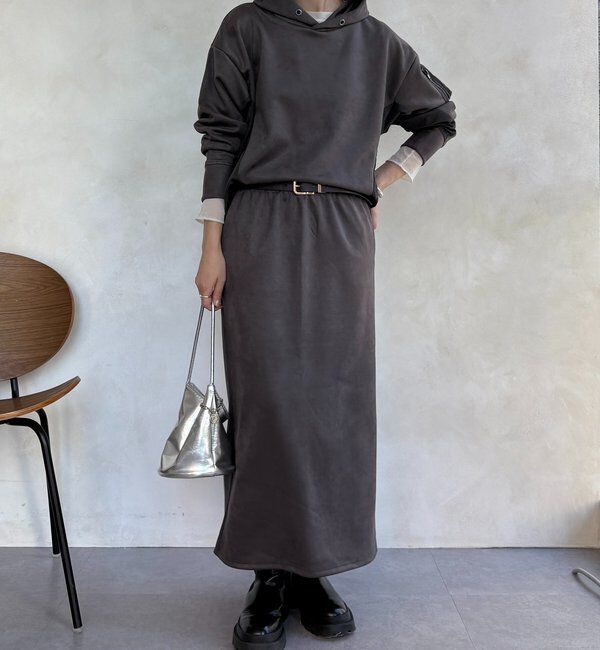  「【WEB限定】起毛ダンボールポケットフーディー＋タイトスカートセット」|スーツ|