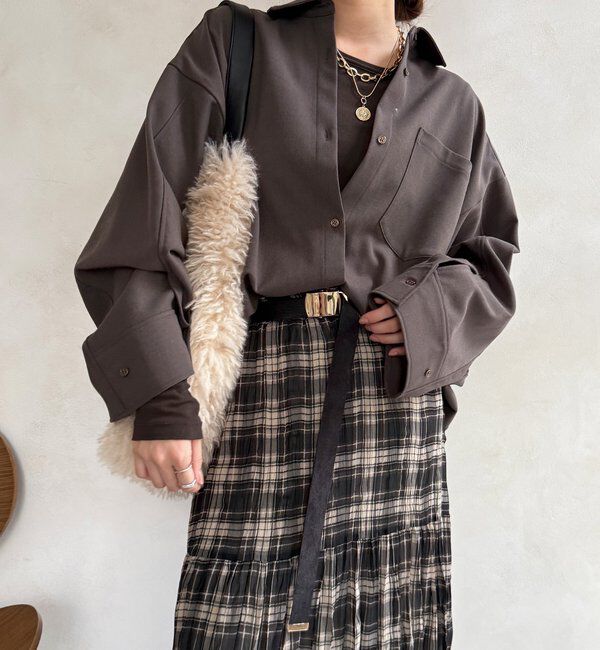  「ウール調ドルマンビッグシャツ」|シャツ・ブラウス|