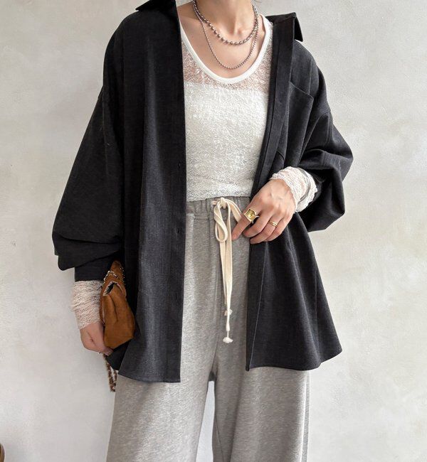  「ウール調ドルマンビッグシャツ」|シャツ・ブラウス|