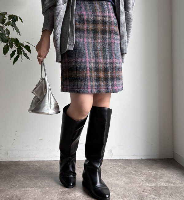  「【WEB限定】シャギーチェックミニスカート」|スカート|ブルー