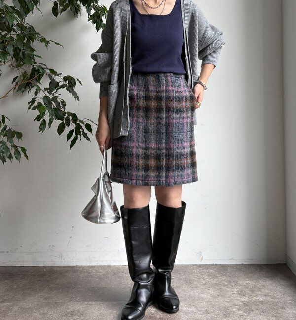  「【WEB限定】シャギーチェックミニスカート」|スカート|