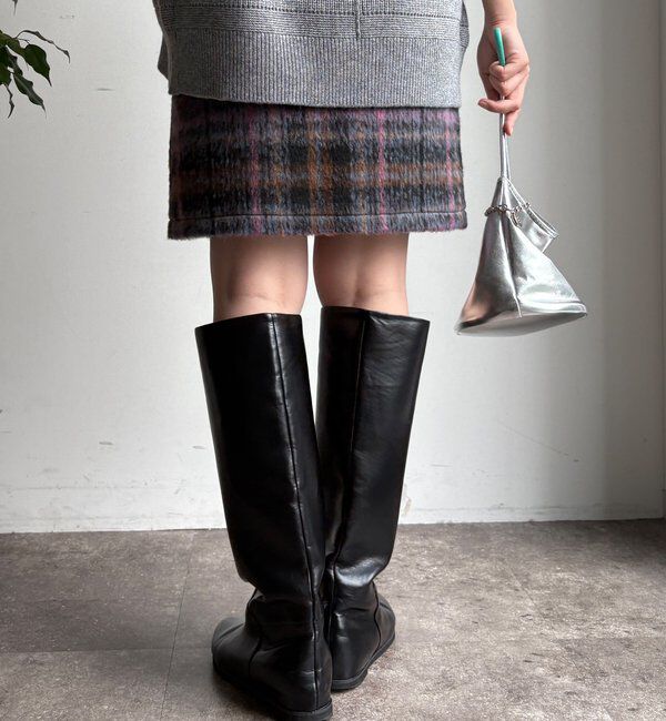  「【WEB限定】シャギーチェックミニスカート」|スカート|