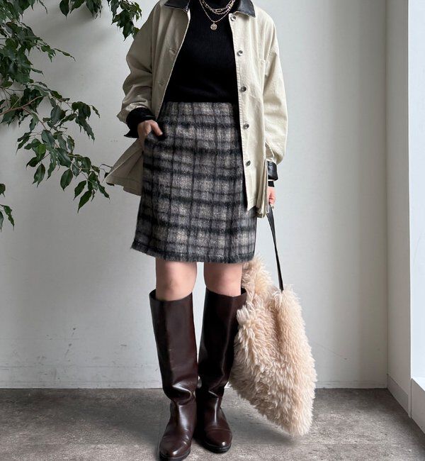  「【WEB限定】シャギーチェックミニスカート」|スカート|