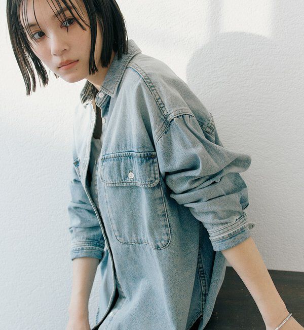  「【ベストセラー】【MONN.:.(モン)】ビッグデニムシャツ」|シャツ・ブラウス|サックスブルー