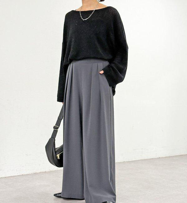  「【ウォッシャブル】【シーズンレスで使える】タックワイドスラックス」|チノ|