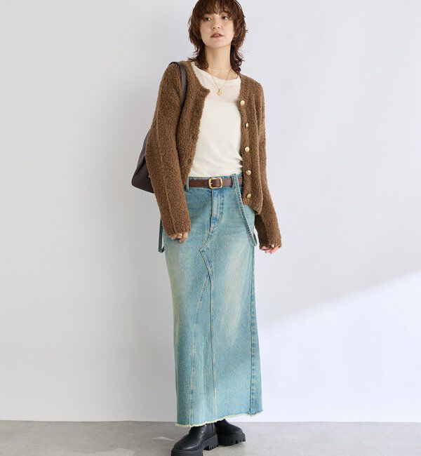  「【MONN.:.(モン)】LOOSE DENIM SKIRT」|スカート|