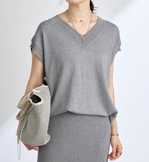  「【ひんやりタッチ・セットアップ対応可】レーヨン混バックテールニット」|ニット・セーター|