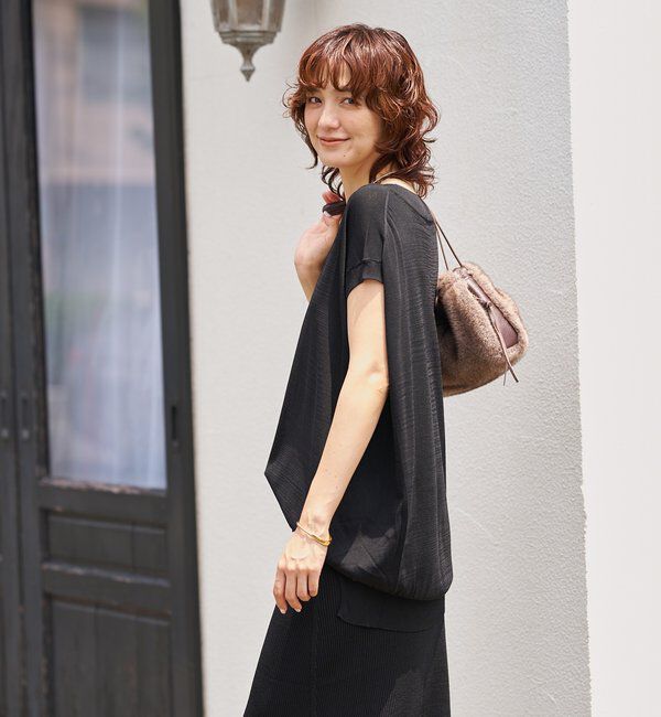  「【ひんやりタッチ・セットアップ対応可】レーヨン混バックテールニット」|ニット・セーター|