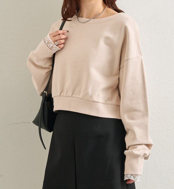  「ポイント刺繍ショートスウェット」|Tシャツ・カットソー|