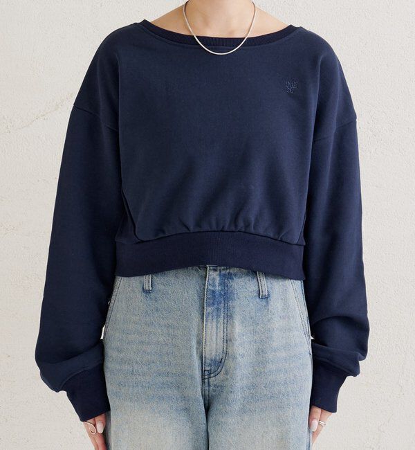  「ポイント刺繍ショートスウェット」|Tシャツ・カットソー|