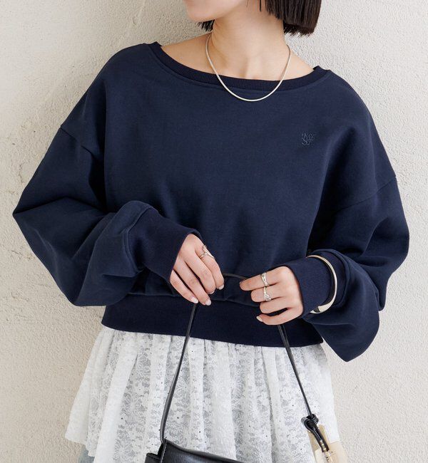  「ポイント刺繍ショートスウェット」|Tシャツ・カットソー|