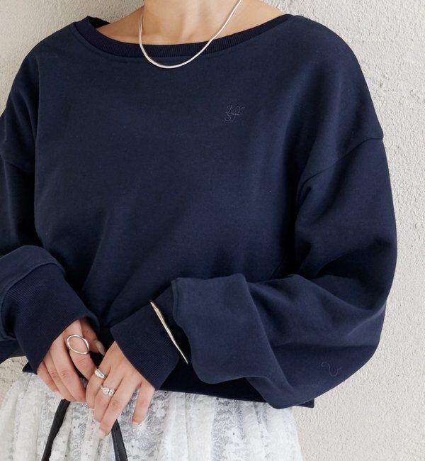  「ポイント刺繍ショートスウェット」|Tシャツ・カットソー|