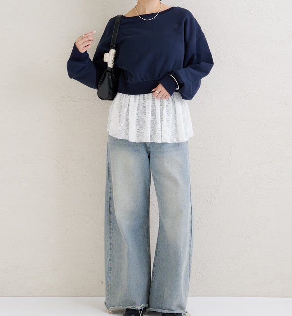  「ポイント刺繍ショートスウェット」|Tシャツ・カットソー|