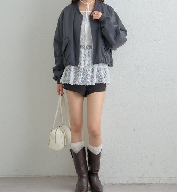  「サテンショートブルゾン」|ブルゾン・スタジャン|