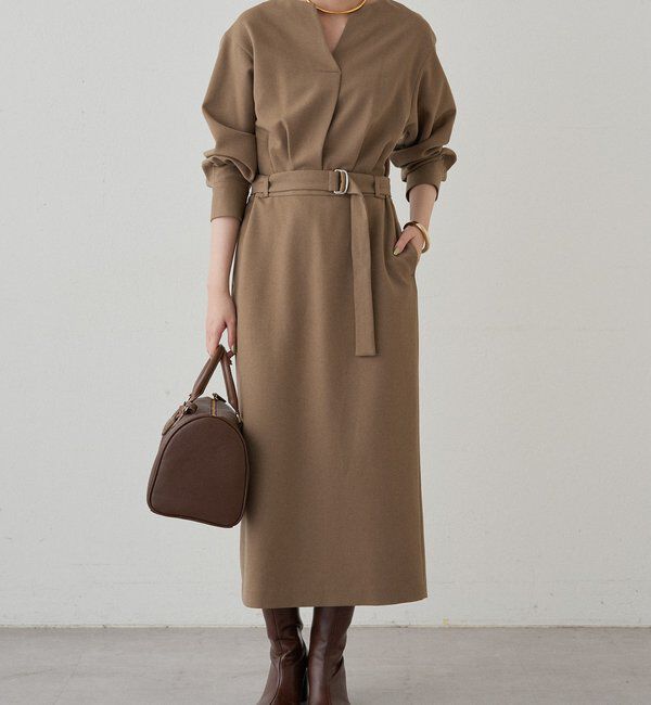 「タックVベルトワンピース」|ワンピース|