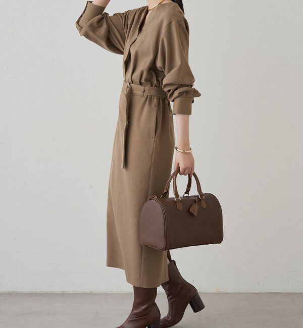  「タックVベルトワンピース」|ワンピース|