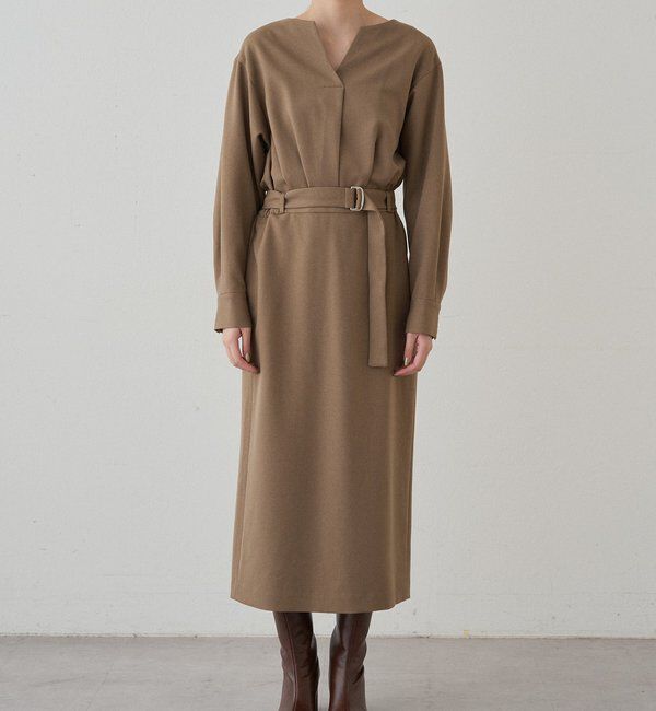  「タックVベルトワンピース」|ワンピース|