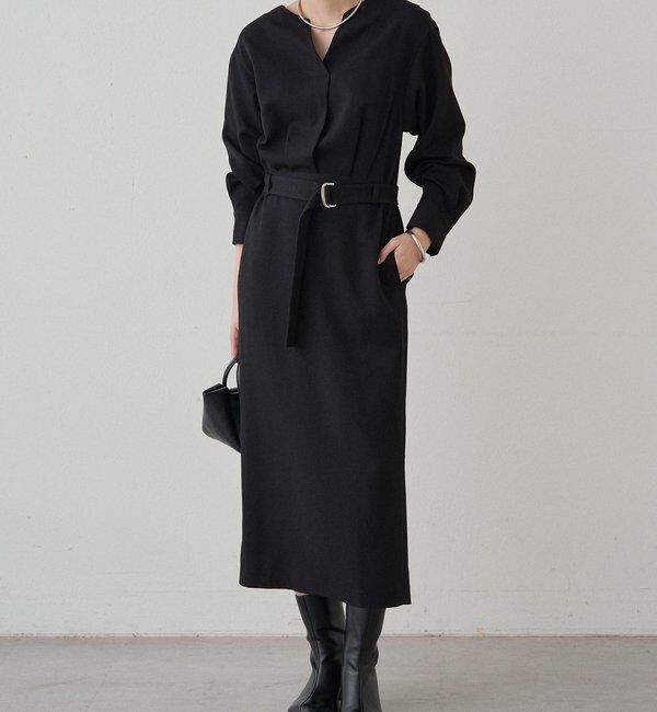  「タックVベルトワンピース」|ワンピース|