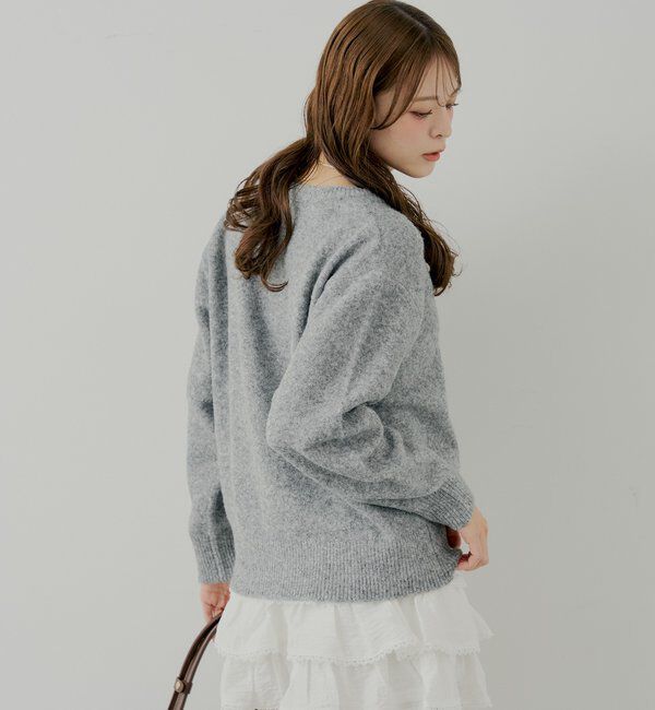  「【セットアップ対応】胸ロゴVネックルーズニット」|ニット・セーター|