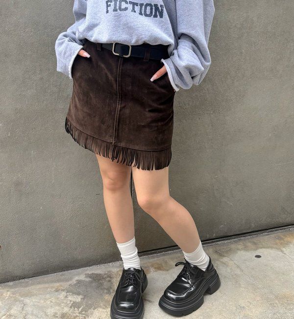  「スウェードフリンジミニスカート」|スカート|