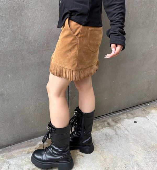  「スウェードフリンジミニスカート」|スカート|